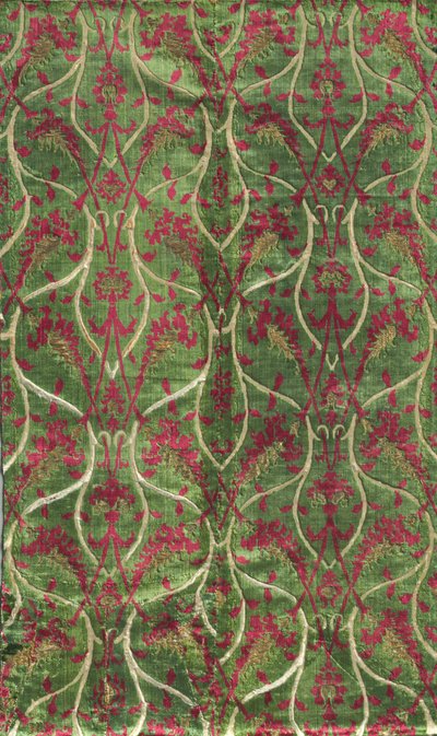 Two-colour Velvet with Gold in a Double Curved Lattice Pattern, 1450-1500 by Unbekannt