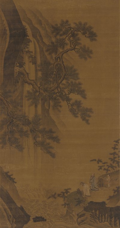 Two Gentlemen Contemplating a Waterfall, Ming Dynasty, 16th Century by Unbekannt