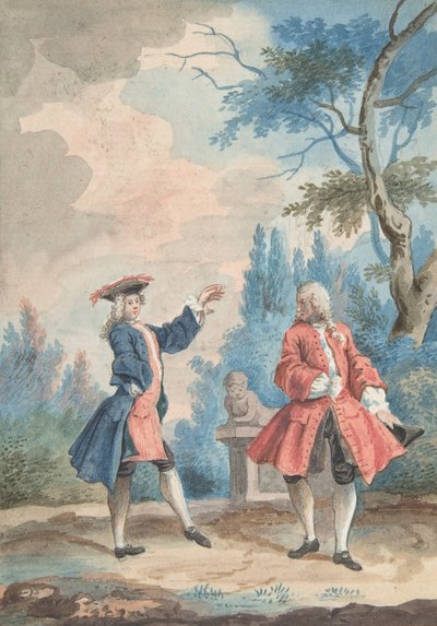 Two dancing male figures in a landscape, 18th century by Unbekannt