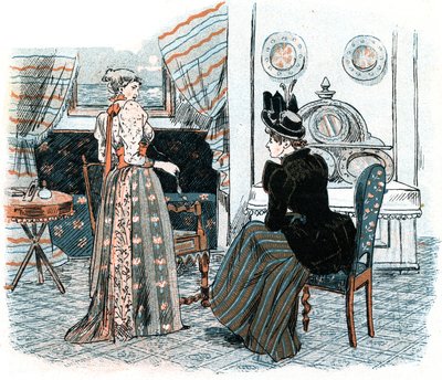 Two Delicate Ladies Talking Together in a Delicate Room by Unbekannt