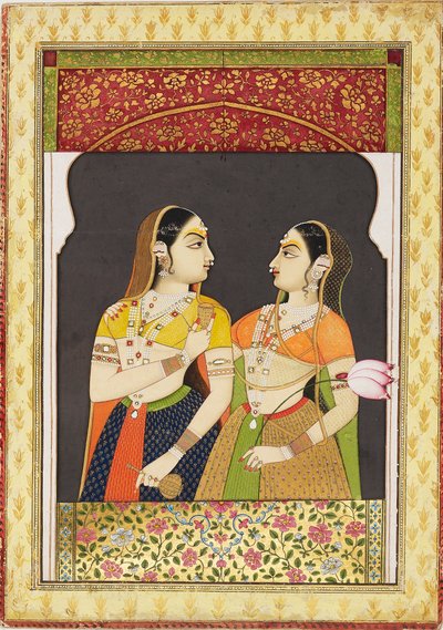 Two Girls in an Archway with a Curtain, 19th Century by Unbekannt