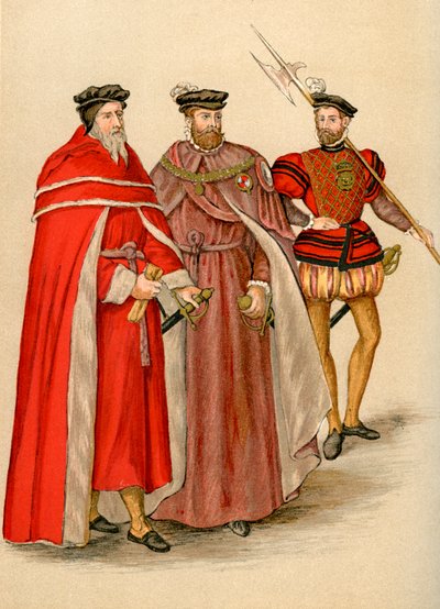 Two peers in their robes, and a halberdier by Unbekannt
