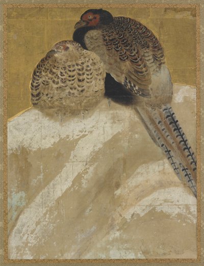 Two Pheasants on a Snow Bank by Unbekannt