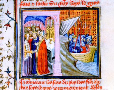 Two scenes from the Chronique de St Denis, late 14th century by Unbekannt