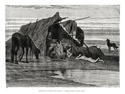 Tziganes camping in the Puszta, 1886 by Unbekannt