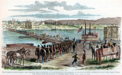 Union volunteers crossing the Ohio River, Cincinnati, Ohio, American Civil War, c1862 by Unbekannt