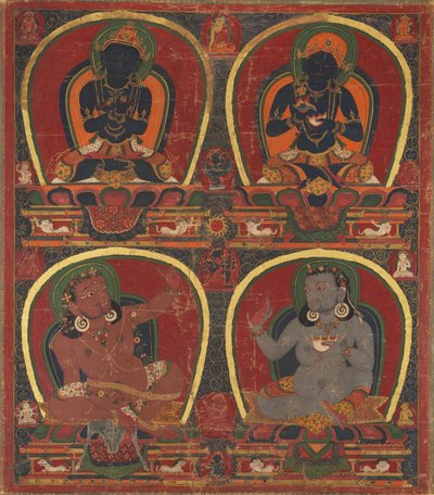 Vajradhara, Nairatmya, and Mahasiddhas Virupa and Kanha by Unbekannt