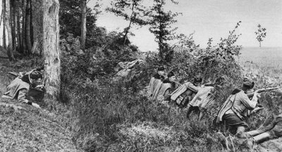 Vanguard of Austro-Hungarian Uhlans Occupying a Clearing in a Forest, World War I by Unbekannt