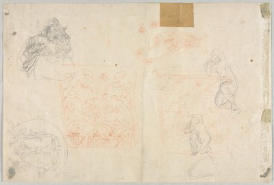 Various Sketches of Figures and Plants verso by Unbekannt