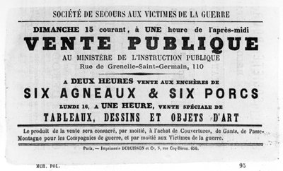 Public Sale, from French Political Posters of the Paris Commune, May 1871 by Unbekannt