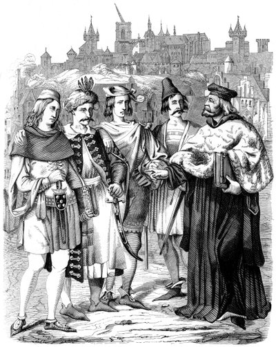 Vice-chancellor and students of different nationalities at the University of Prague, 1849 by Unbekannt