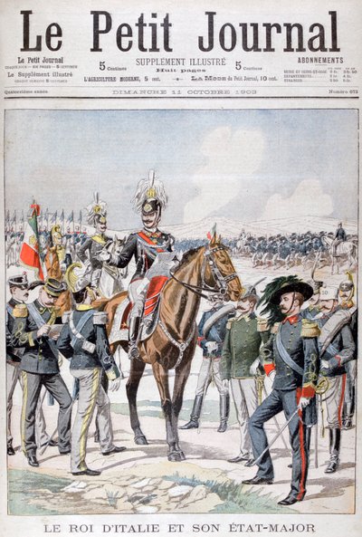 Victor Emmanuel III, king of Italy and his state-major by Unbekannt