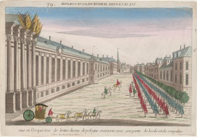 View and perspective of the entrance of the King of Poland in Warsaw with his palace by Unbekannt
