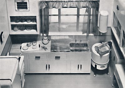 View of a Kitchen, Designed by H.M.V. Household Appliances, 1938 by Unbekannt
