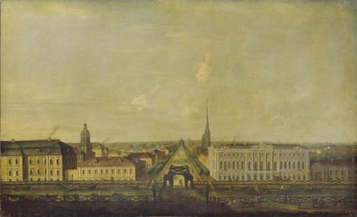 View of the Nevsky Prospekt from the Police Bridge with the Stroganov Palace, Second Half of the 18th century by Unbekannt
