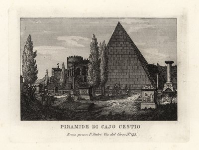 View of the Pyramid of Cestius, Rome by Unbekannt