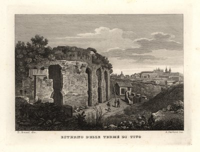 View of the exterior of the Baths of Titus, Rome by Unbekannt