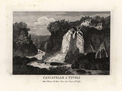 View of the waterfalls at Tivoli, Italy by Unbekannt