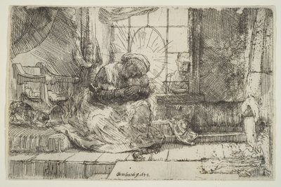 Virgin and Child with the Cat: and Joseph at the Window, 1654 by Unbekannt
