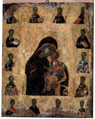 Virgin of Tenderness with the Saints The Virgin Eleusa, Byzantine Icon by Unbekannt