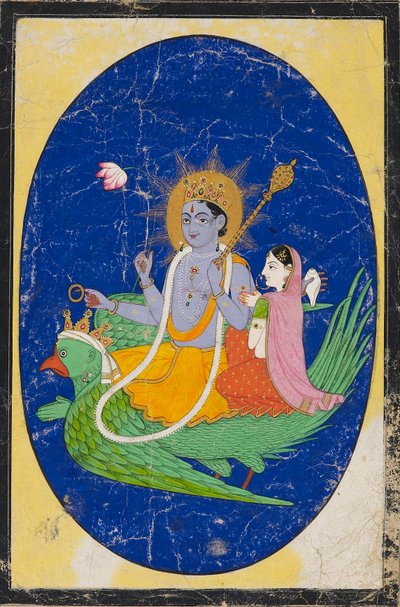 Vishnu and consort mounted on Garuda, 19th century by Unbekannt