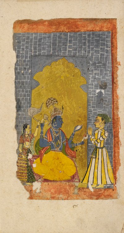 Vishnu Enthroned with Princely Devotee Standing Before Him by Unbekannt