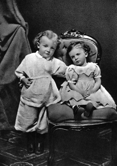 Vladimir Ilich Lenin, Russian Bolshevik revolutionary leader, aged 4, with his sister Olga by Unbekannt