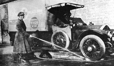 Volunteer English Woman Driver Washing Down Her Ambulance, Cambridge, World War I, 1915 by Unbekannt