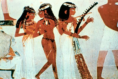 Wall Painting (Detail), Group of Musicians, Tomb of Nakht, Thebes by Unbekannt