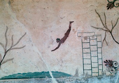 Wall Painting from a Greek Tomb at Paestum of a Swimmer by Unbekannt