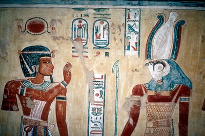 Wallpainting of Rameses III before Horus, Valley of the Queens, Luxor, Egypt, c12th century BC by Unbekannt