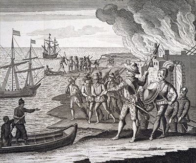 Walter Raleigh Conquering Fort St. Joseph by Unbekannt