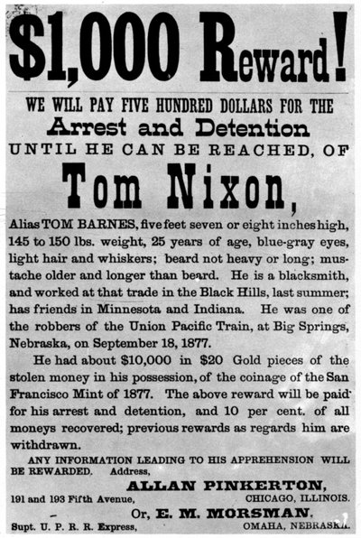 Wanted Poster for the Outlaw Tom Nixon, c. 1877 1954 by Unbekannt