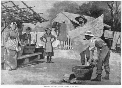 Washing Day - All Hands Called In to Help, 1889 by Unbekannt