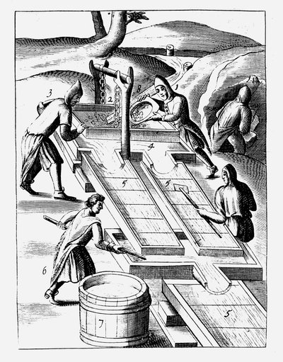Washing ore to extract gold by Unbekannt