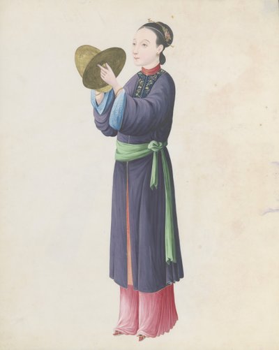 Watercolour of musician playing bo tongbo by Unbekannt