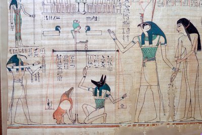 Weighing of the heart of the deceased against the feather of truth from the Egyptian Book of the Dead by Unbekannt