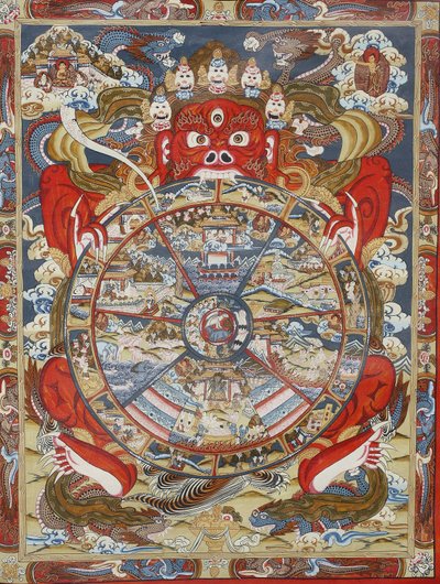 Wheel of life or wheel of Samsara (Mandala), Kopan monastery, Bhaktapur, Nepal by Unbekannt