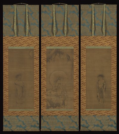 White-Robed Guanyin with Hanshan and Shide, 14th century by Unbekannt