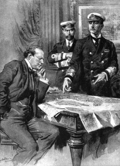 Winston Churchill, Charles Madden, and Sir John Jellicoe, First World War by Unbekannt