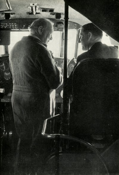 Winston Churchill talking to Captain Shakespeare of the flying boat Berwick by Unbekannt