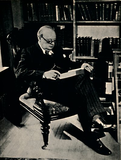 Winston Spencer Churchill in His Library by Unbekannt