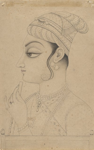 Woman Holding a Flute and Dressed as Krishna, mid-to late 18th century by Unbekannt