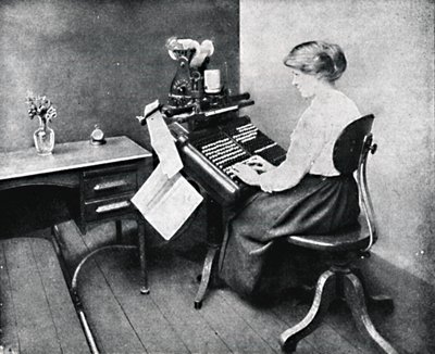 Woman Operator on Monotype Keyboard, 1917 by Unbekannt