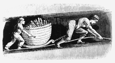 Woman and boy drawing a corve containing 3-4 cwt of coal, Bolton, Lancashire, 1848 by Unbekannt