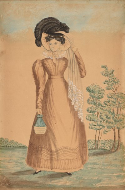 Woman with Plumed Hat by Unbekannt