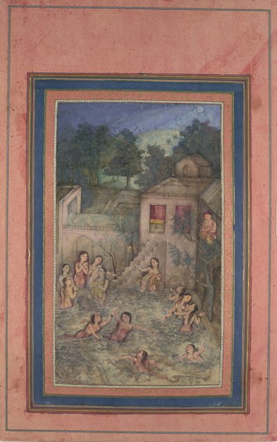 Women Bathing by Moonlight, Folio from the Davis Album by Unbekannt
