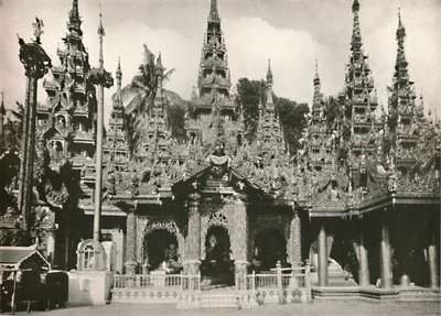Wood Carved Shrines with Glass Mosaic work at the Shwe Dagon Pagoda, Rangoon, 1900 by Unbekannt