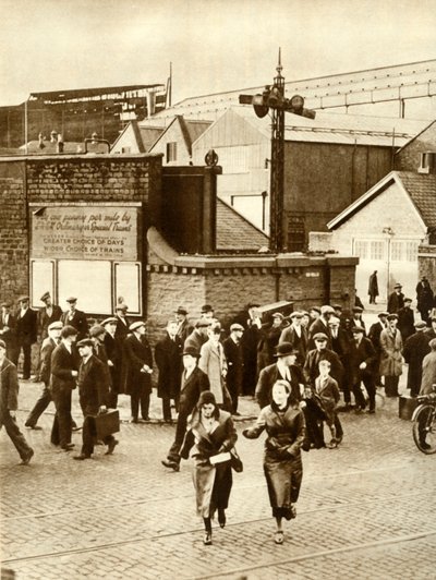 Workers Leaving...After Construction of Cunarder 534 was Suspended, December 1931 by Unbekannt