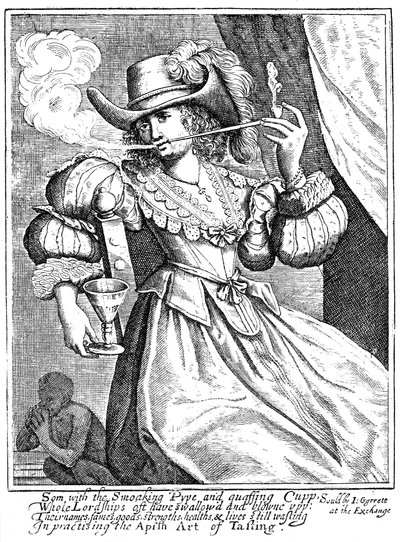 Young Woman Smoking a Clay Pipe and Holding a Wine Glass, 17th Century by Unbekannt